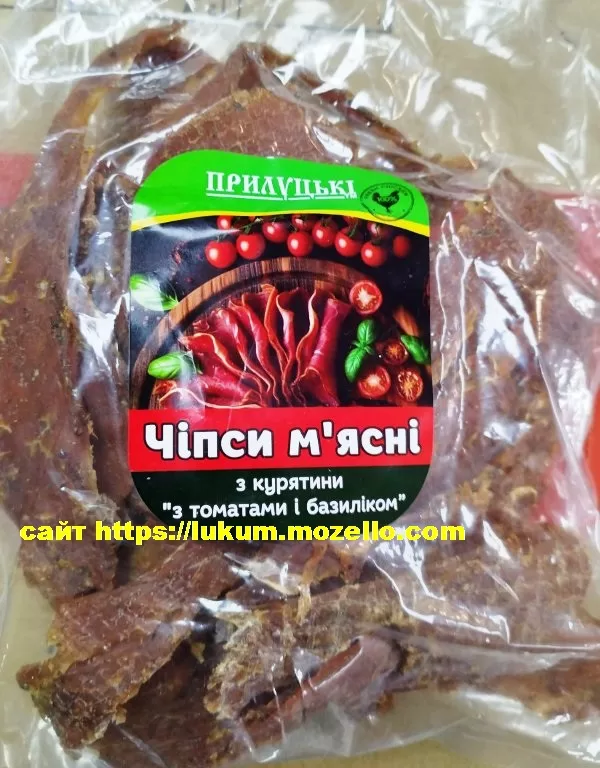 Чипсы Мясные куриные «ТОМАТ - БАЗИЛИК» «ПРИЛУЦКИЕ»